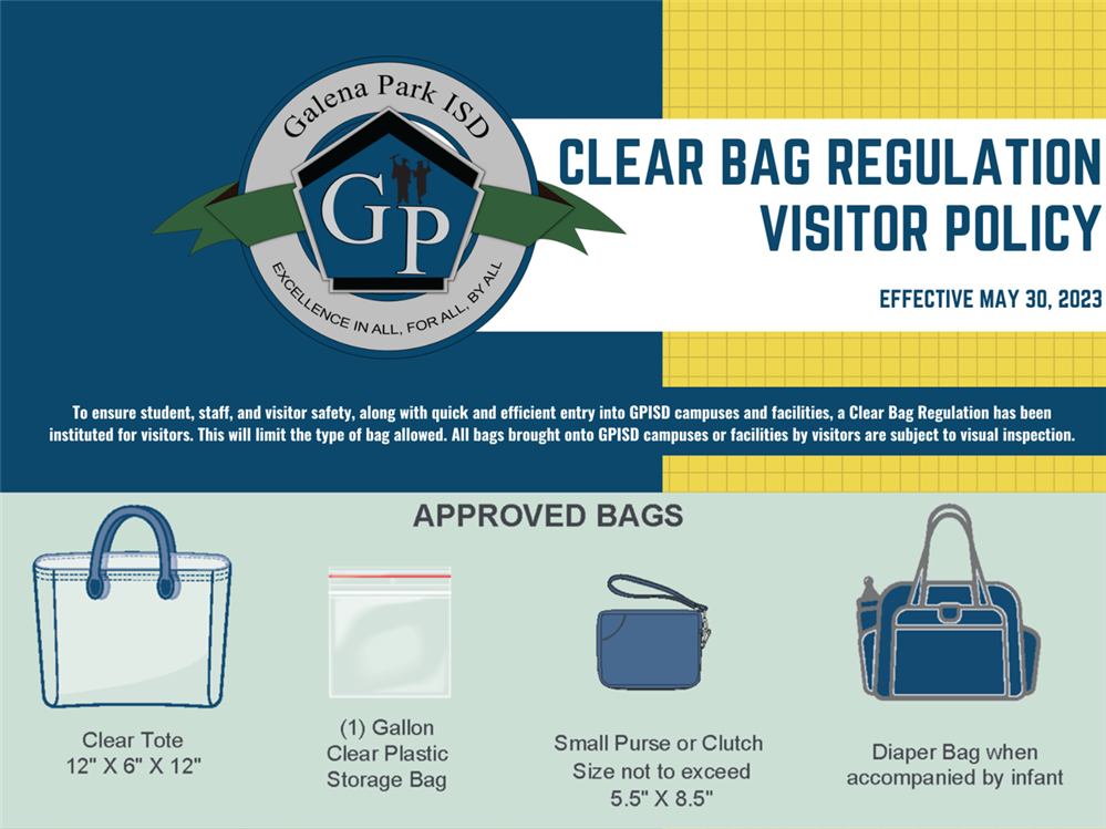 Clear Bag Regulation Visitor Policy/Reglamento de bolsa transparente para los visitantes